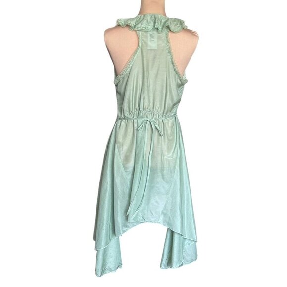 NWT SAGA Flowy Vest Duster Sz.S Mint Green Silk Lace Ruffles Fairy Romantic - Picture 6 of 16